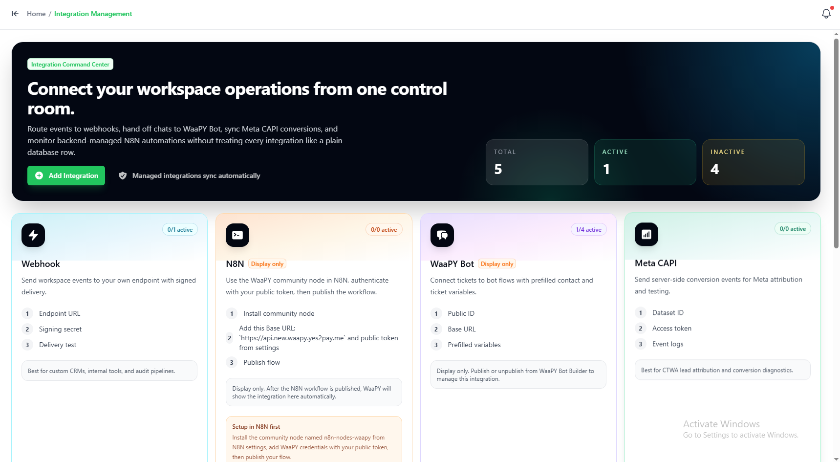 Integrations screenshot 1