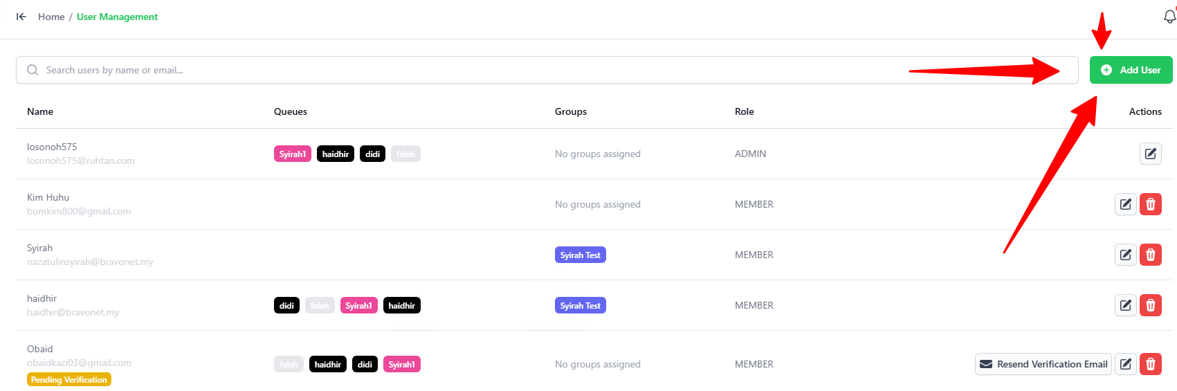 Users screenshot 1