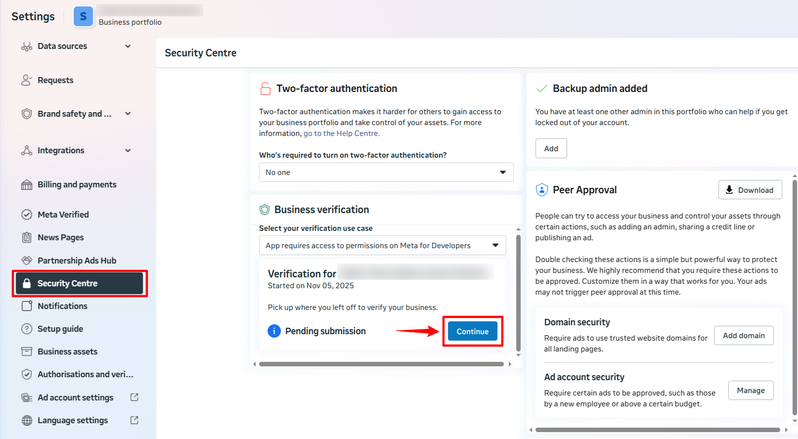 Verify Meta Business screenshot 1