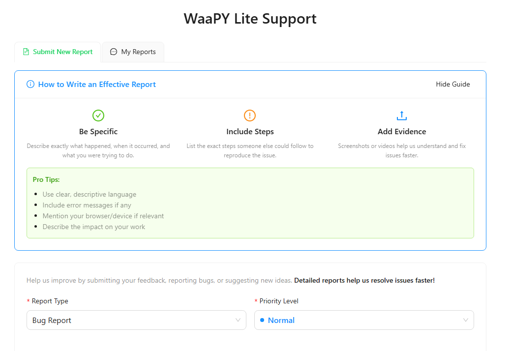 Report Issue screenshot 2