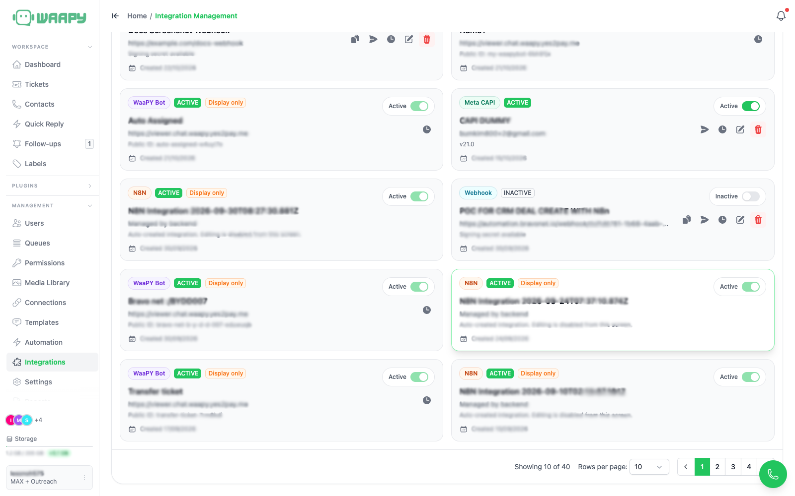 Live Integration Pipelines list